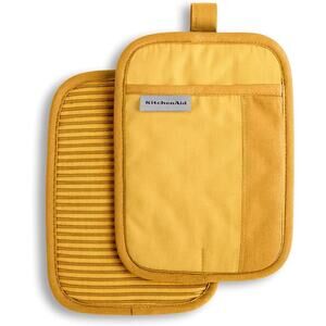 KitchenAid Beacon Two-Tone Non-Slip Pot Holder Set, Yellow, 7"x10", 2 Piece
